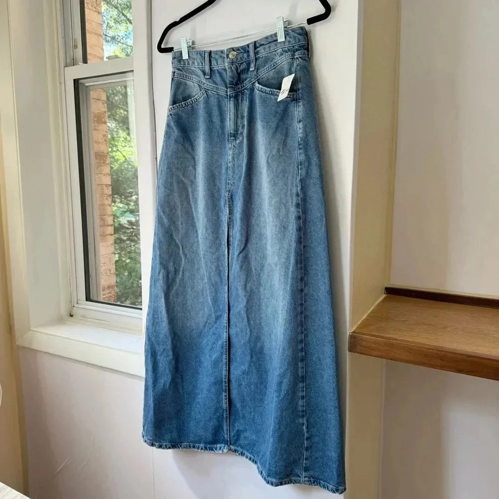 NWT Free People Come As You Are Denim Maxi Skirt - Picture 6 of 15